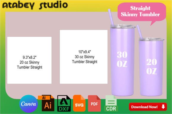 20oz 30oz Skinny Tumbler Wrap Graphics & Graphic Templates