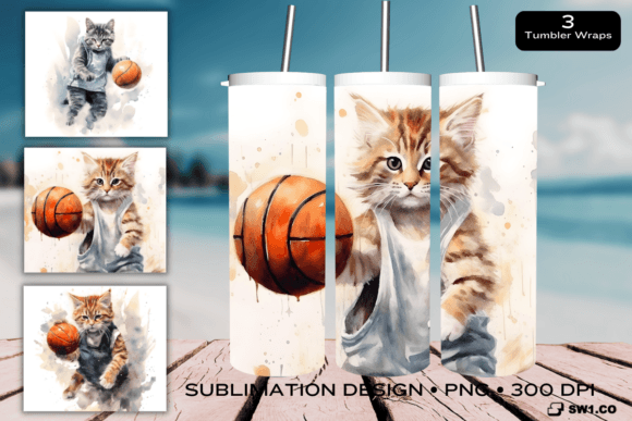 Baby Cat Basketball Tumbler Graphics for Crafts
