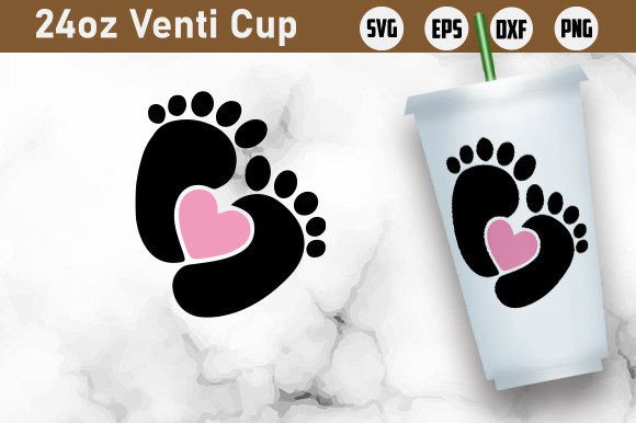 Baby Foot Print 4th July 24oz Venti Cup Graphics Crafts