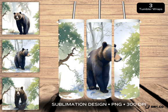 Bear Skinny Tumbler Wrap PNG: Graphics for Crafts Done Right