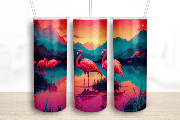 Bright Neon Colorful Flamingos Tumbler