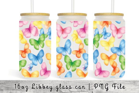 Butterfly Watercolor Tumbler Wrap Graphics Template