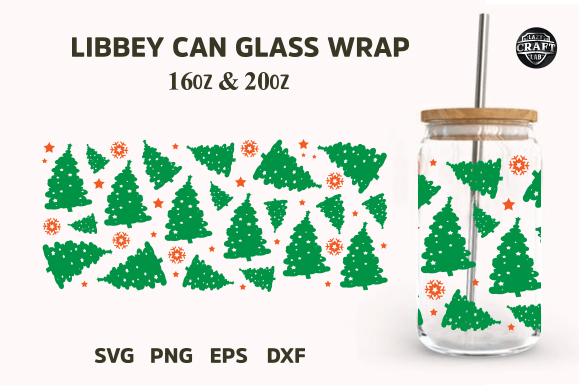 Christmas Trees Libbey Can Wrap: Graphics & Tumbler Wraps