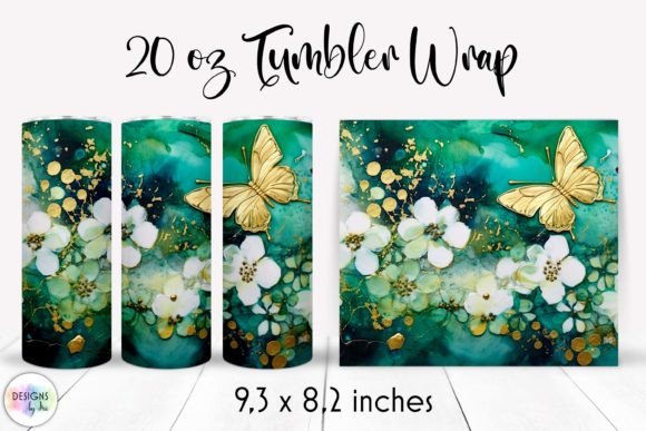 Elegant Alcohol Ink Flowers Tumbler Wrap Graphics