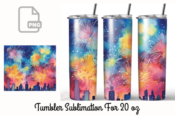 Fireworks Sublimation Tumbler Wrap Graphics