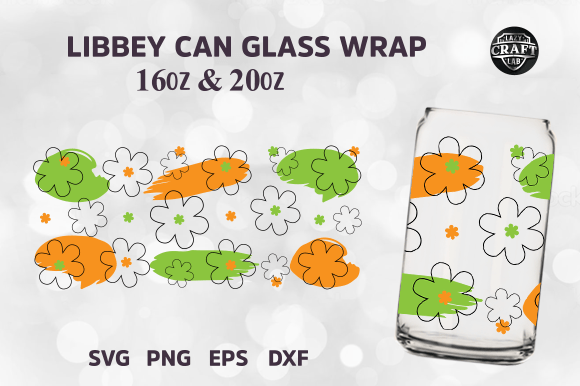 Flowers Libbey Can Glass Wrap SVG: Graphics for Tumbler Wraps