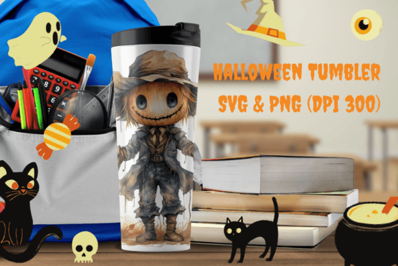 Halloween Tumber Wrap Watercolor Boys: Graphics & Illustrations