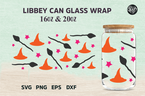 Halloween Witch Libbey Can Glass 16oz SVG Graphics