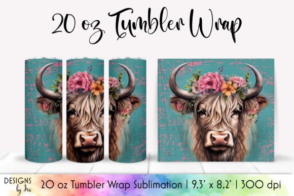 Highland Cow Tumbler Wraps Graphics