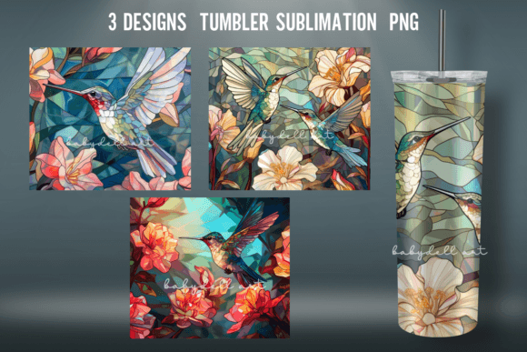 Hummingbird Tumbler Wrap Sublimation PNG: Graphics for Crafts