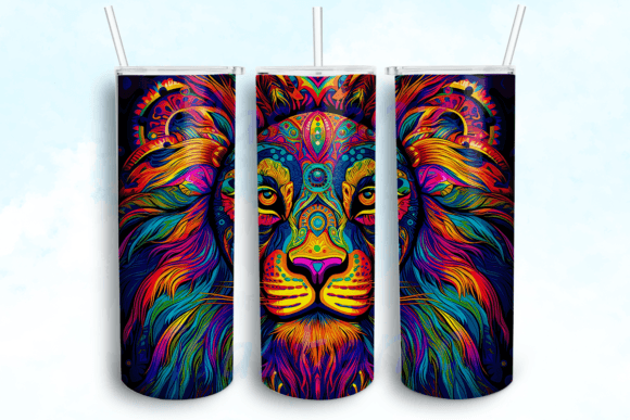 Lion Art Psychedelic Tumbler Graphics for Crafts