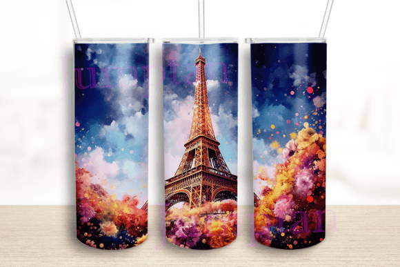Painting Eiffel 20 Oz Tumbler Wrap Graphics for Crafts