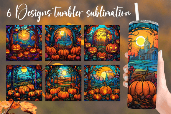 Pumpkin Stained Glass Tumble Sublimation: Graphics for Crafts