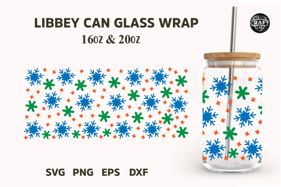 Snowflakes Christmas Libbey Can Glass SV