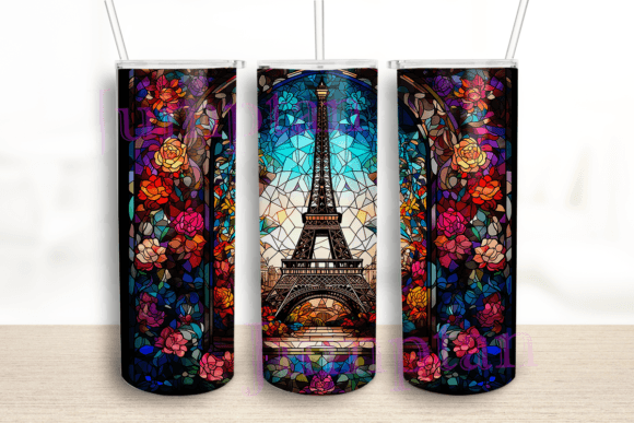 Stained Glass Eiffel Tower Tumbler: Graphics for Crafts & Branding