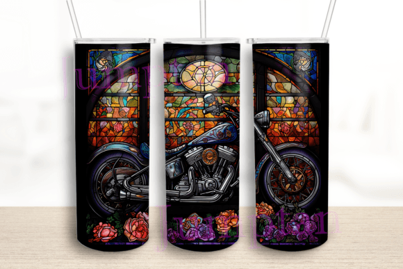 Stained Glass Motobike Tumbler: Graphics for Crafts & Branding