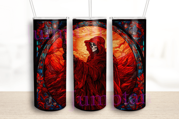 Stained Glass Red the Grim Tumbler: Graphics for Crafts