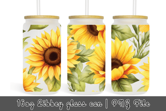 Sunflower 16 Oz Tumbler Wrap Libbey Can Graphics